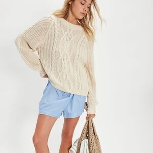Stylish Cream Cable Knit Sweater
